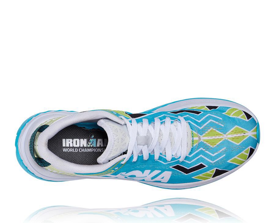 Hoka One One Running Shoes Mens Blue/White - Ironman Kona Carbon X - 07956YKGD